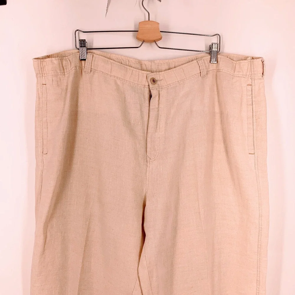 Tommy Bahama Mens‎ Linen Straight Leg Trousers Casual Beach Pants Tan Size 42